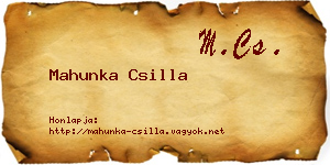 Mahunka Csilla névjegykártya